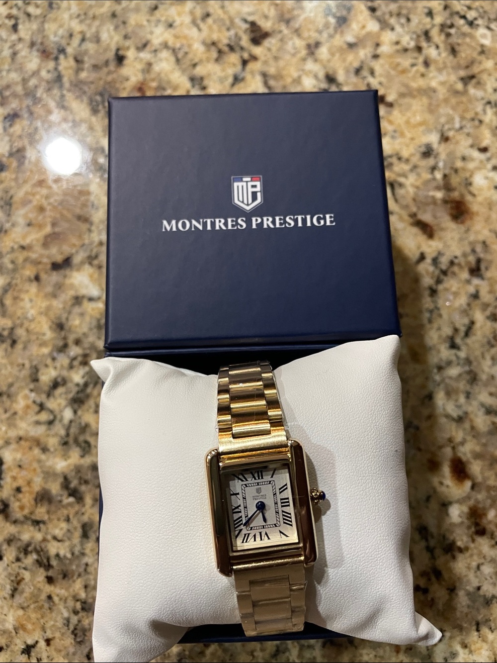 Montres Prestige Women's Gold-Tone Rectangular Bracelet Watch